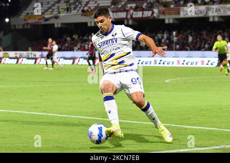 Giovanni Simeone, avant-titre d'Hellas Verona, lors du match de football italien Serie A match US Salernitana vs Hellas Verona FC sur 22 septembre 2021 au stade Arechi de Salerne, Italie (photo par Carmelo Imbesi/LiveMedia/NurPhoto) Banque D'Images