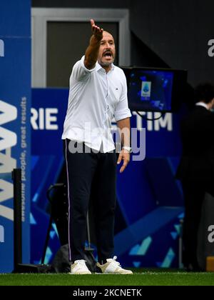 Vincenzo Italiano (entraîneur en chef Fiorentina) gestes pendant le football italien série A match Udinese Calcio vs ACF Fiorentina sur settembre 26, 2021 au stade Friuli - Dacia Arena à Udine, Italie (photo d'Ettore Griffoni/LiveMedia/NurPhoto) Banque D'Images