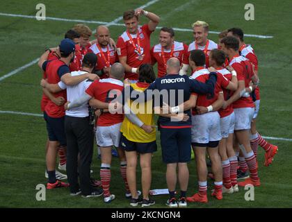 Grande-Bretagne après avoir perdu son titre en Afrique du Sud lors du match de finale de la coupe du monde de rugby à sept de HSBC au Commonwealth Stadium d'Edmonton. Le dimanche 26 septembre 2021, à Edmonton, Alberta, Canada. (Photo par Artur Widak/NurPhoto) Banque D'Images