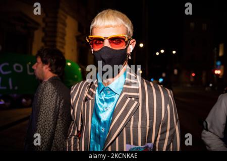 Boss Doms assiste au spectacle de mode Benetton United Colors of Ghali lors de la semaine de mode de Milan Printemps / été 2022 sur 21 septembre 2021 à Milan, Italie. (Photo par Alessandro Bremec/NurPhoto) Banque D'Images