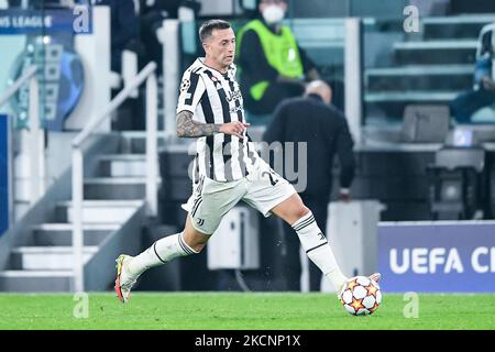 Federico Bernardeschi du FC Juventus lors du match de groupe H de l'UEFA Champions League entre le FC Juventus et le FC Chelsea au stade Allianz, à Turin, en Italie, le 29 septembre 2021. (Photo de Giuseppe Maffia/NurPhoto) Banque D'Images