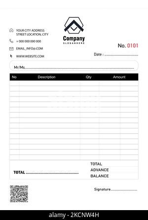 Modèle de vecteur de pièce de reçu, carnet de factures NCR, image de modèle de scénario Banque D'Images