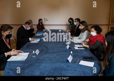 La vice-présidente colombienne et ministre des Affaires étrangères Marta Lucía Ramirez de Rincon lors du sommet à Matignon avec le Premier ministre français Jean Castex, à Paris, en 5 octobre 2021. (Photo par Andrea Savorani Neri/NurPhoto) Banque D'Images