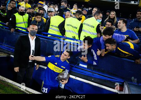 Cristian Pavon de Boca Juniors lors d'un match entre Boca Juniors et Lanus dans le cadre de Torneo Liga Profesional 2021 à l'Estadio Alberto J. Armando sur 9 octobre 2021 à Buenos Aires, Argentine. (Photo de Matías Baglietto/NurPhoto) Banque D'Images