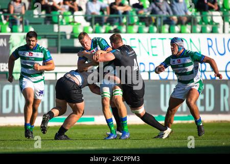 Federico Ruzza (Benetton Treviso) pendant le match de rugby de championnat de rugby de Benetton Rugby vs Osprey on 16 octobre 2021 au stade Monigo de Trévise, Italie (photo de Mattia Radoni/LiveMedia/NurPhoto) Banque D'Images