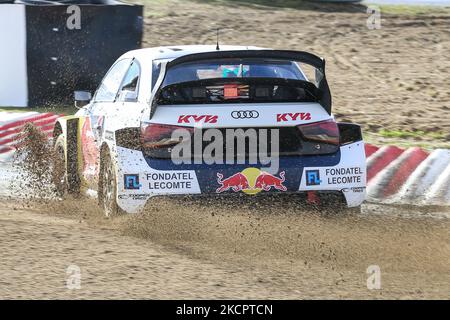 Enzo IDE (bel) dans Audi S1 de KYB EKS JC en action pendant World RX of Portugal 2021, au circuit international de Montalegre, le 17 octobre 2021 à Montalegre, Portugal. (Photo de Paulo Oliveira / NurPhoto) Banque D'Images