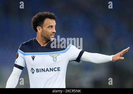 Felipe Anderson de SS Lazio gestes pendant le match de l'UEFA Europa League groupe E entre SS Lazio et Olympique de Marseille au Stadio Olimpico, Rome, Italie, le 21 octobre 2021. (Photo de Giuseppe Maffia/NurPhoto) Banque D'Images