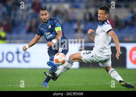 Dimitri Payet de l'Olympique de Marseille lors du match de l'UEFA Europa League Group E entre SS Lazio et l'Olympique de Marseille au Stadio Olimpico, Rome, Italie, le 21 octobre 2021. (Photo de Giuseppe Maffia/NurPhoto) Banque D'Images