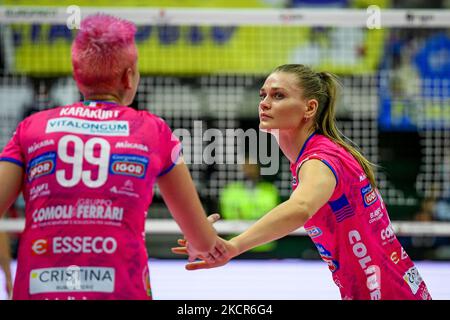 Nika Daalderop (Novara) pendant le Volleyball Italien série A1 femmes Match Imoco Volley Conegliano vs Igor Gorgonzola Novara sur 21 octobre 2021 à la Palaverde à Trévise, Italie (photo par Ettore Griffoni/LiveMedia/NurPhoto) Banque D'Images