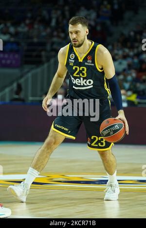 Guduric, Marko de Fenerbahce en action pendant le match de basket-ball Euroligue de Turkish Airlines entre Real Madrid et Fenerbahce au Centre Wizink sur 21 octobre 2021 à Madrid, Espagne. (Photo par Oscar Gonzalez/NurPhoto) Banque D'Images