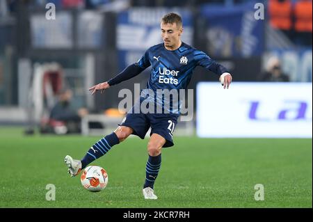 Valentin Rongier de l'Olympique de Marseille lors du match de l'UEFA Europa League Group E entre SS Lazio et l'Olympique de Marseille au Stadio Olimpico, Rome, Italie, le 21 octobre 2021. (Photo de Giuseppe Maffia/NurPhoto) Banque D'Images