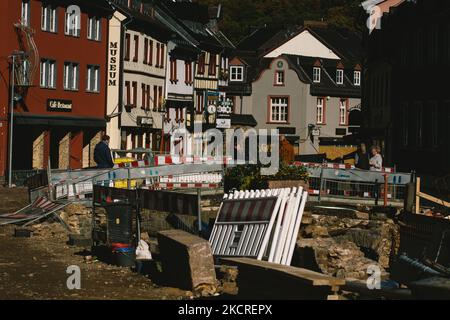 Vue générale de la reconstruction à Bad Münstereifel, Allemagne, le 24 octobre 2021. 100 jours depuis la pire inondation qui arrage l'europe occidentale (photo de Ying Tang/NurPhoto) Banque D'Images