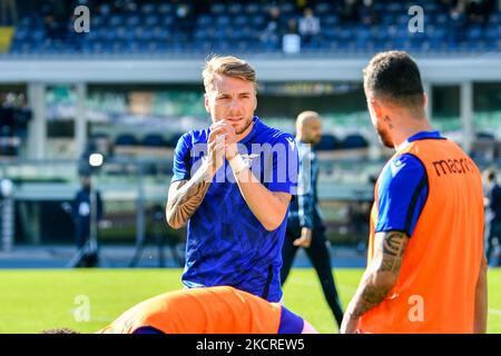 Ciro immobile (SS Lazio) pendant le football italien série A match Hellas Verona FC vs SS Lazio sur 24 octobre 2021 au stade Marcantonio Bentegodi à Vérone, Italie (photo d'Alessio Marini/LiveMedia/NurPhoto) Banque D'Images