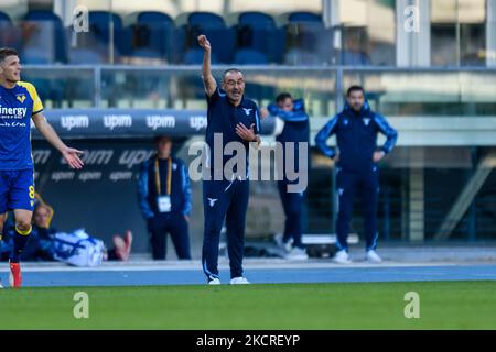 Maurizio Sarri (entraîneur en chef SS Lazio) pendant le football italien série A match Hellas Verona FC vs SS Lazio sur 24 octobre 2021 au stade Marcantonio Bentegodi à Vérone, Italie (photo par Alessio Marini/LiveMedia/NurPhoto) Banque D'Images