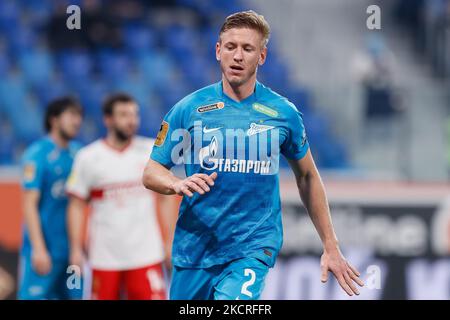 Dmitri Chistyakov de Zenit Saint-Pétersbourg lors du match de la première Ligue russe entre le FC Zenit Saint-Pétersbourg et le FC Spartak Moscou sur 24 octobre 2021 à l'arène Gazprom à Saint-Pétersbourg, en Russie. (Photo de Mike Kireev/NurPhoto) Banque D'Images