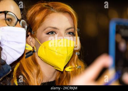 Noemi assiste au Che Tempo Che Fa TV Show sur 17 octobre 2021 à Milan, Italie. (Photo par Alessandro Bremec/NurPhoto) Banque D'Images