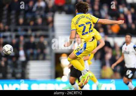 Ben Brereton Diaz, de Blackburn Rovers, marque un but pour en faire 0-1during le match de championnat Sky Bet entre Derby County et Blackburn Rovers au Pride Park, Derby, le samedi 30th octobre 2021. (Photo de Jon Hobley/MI News/NurPhoto) Banque D'Images