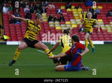 Ylenia Priest de Watford Ladies pendant le match de championnat féminin de Barclays FA entre Watford et Crystal Palace au stade Vicarage Road à Watford le 31st octobre 2021 (photo par action Foto Sport/NurPhoto) Banque D'Images