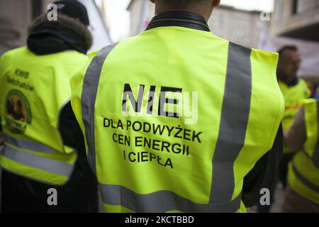 Des mineurs vus au cours des mines de charbon protestent contre la fermeture de mines à Varsovie sur 6 novembre 2021. (Photo de Maciej Luczniewski/NurPhoto) Banque D'Images