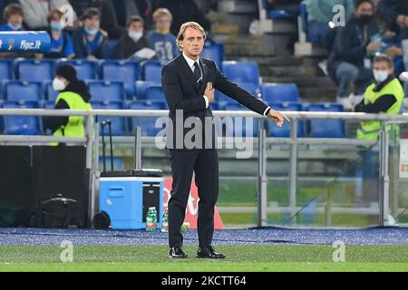 Roberto Mancini entraîneur en chef de l'Italie gestes pendant le match de qualification de coupe du monde 2022 entre l'Italie et la Suisse au Stadio Olimpico, Rome, Italie, le 12 novembre 2021. (Photo de Giuseppe Maffia/NurPhoto) Banque D'Images