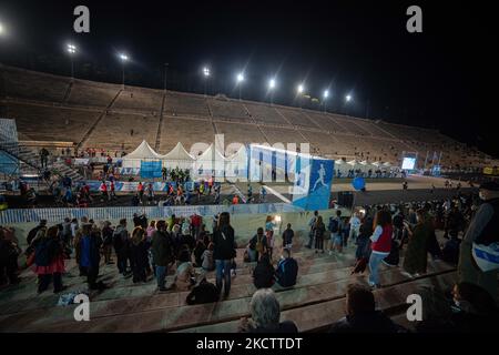 Vue sur le stade panathénaïque lors de l'événement « Marathon d'Athènes - l'authentique », à Athènes, Grèce, sur 13 novembre 2021. (Photo de Maria Chourdari/NurPhoto) Banque D'Images