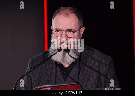 Carlo Lucarelli lors de la nouvelle Présentation du calendrier historique 2022 des Carabinieri sur 15 novembre 2021 à la Galerie Nazionale d&#39;Arte Moderna à Roma, Italie (photo de Gloria Imbrogno/LiveMedia/NurPhoto) Banque D'Images