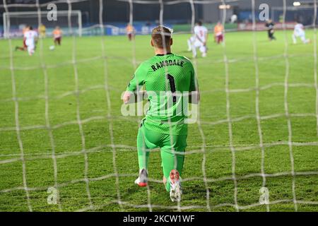 Aaron Ramsdale pendant la coupe du monde de la FIFA Centre de tennis panaméricain sur 15 novembre 2021 au stade de Saint-Marin à Saint-Marin, République de Saint-Marin (photo de Gianluca Ricci/LiveMedia/NurPhoto) Banque D'Images