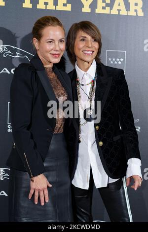 Le chef français Dominique Crenn et Maria Bello pendant le prix du chef de l'année 2021 au Casino de Madrid, 22 novembre 2021 en Espagne. (Photo par Oscar Gonzalez/NurPhoto) Banque D'Images