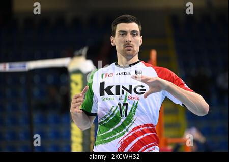 Simone Anzani #17 (Cucine Lube Civitanova) pendant le Volleyball Italien Serie A Men SuperLeague Championship Cucine Lube Civitanova vs Nular Ravenna sur 24 novembre 2021 au Forum Eurosuole de Civitanova Marche, Italie (photo de Roberto Bartomeoli/LiveMedia/photo) Banque D'Images