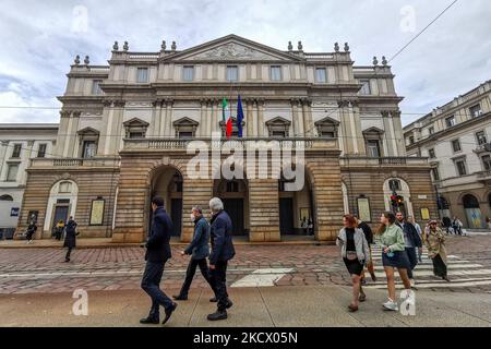 Vue sur le théâtre de la Scala de Milan, en Italie, sur 6 octobre 2021. (Photo de Beata Zawrzel/NurPhoto) Banque D'Images