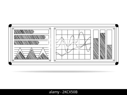Tableau blanc avec divers diagrammes en noir et blanc Illustration de Vecteur