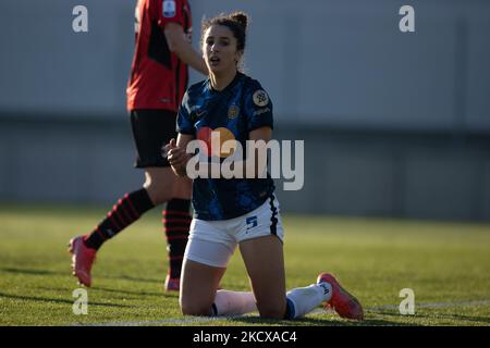 Ghoutia Karcouni (FC Internazionale) réagit pendant le match de football italien Serie A Women AC Milan vs Inter - FC Internazionale sur 05 décembre 2021 au stade Vismara à Milan, Italie (photo de Francesco Scaccianoce/LiveMedia/NurPhoto) Banque D'Images