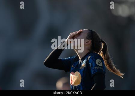 Gloria Marinelli (FC Internazionale) réagit pendant le football italien série A Women Match AC Milan vs Inter - FC Internazionale sur 05 décembre 2021 au stade Vismara à Milan, Italie (photo de Francesco Scaccianoce/LiveMedia/NurPhoto) Banque D'Images