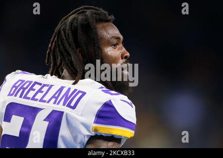 Minnesota Vikings Corner back Bashaud Breeland (21) est vu pendant la première moitié d'un match de football de la NFL contre les Detroit Lions à Detroit, Michigan, États-Unis, dimanche, 5 décembre 2021. (Photo de Jorge Lemus/NurPhoto) Banque D'Images