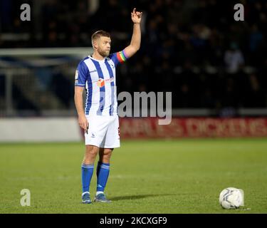 Nicky Featherstone de Hartlepool United en action lors du match de la Sky Bet League 2 entre Hartlepool United et Rochdale à Victoria Park, Hartlepool, le mercredi 8th décembre 2021. (Photo de Mark Fletcher/MI News/NurPhoto) Banque D'Images