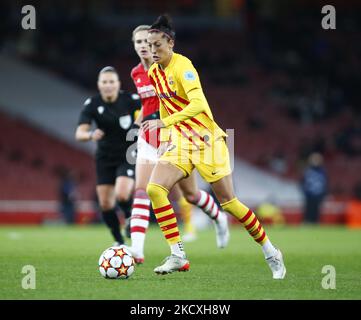 Kheira Hamraoui du FC Barcelona Femeni pendant le groupe C de la Ligue des champions des femmes entre Arsenal Women et Barcelona Femenino au stade Emirates, Crawly, le 09th décembre 2021 (photo par action Foto Sport/NurPhoto) Banque D'Images