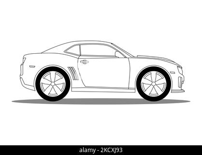 Une voiture de sport américaine typique depuis le côté Illustration de Vecteur