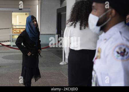 Malala Yousafzai, prix Nobel de la paix au Pakistan, arrive aujourd'hui à une réunion avec le secrétaire d'État américain Antony Blinken, sur 06 décembre 2021 au département d'État de Washington DC, aux États-Unis. (Photo de Lénine Nolly/NurPhoto) Banque D'Images