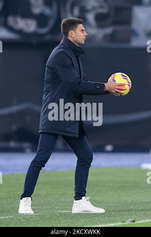 Thiago Motta Manager de Spezia Calcio pendant la série Un match entre AS Roma et Spezia Calcio au Stadio Olimpico, Rome, Italie, le 13 décembre 2021. (Photo de Giuseppe Maffia/NurPhoto) Banque D'Images