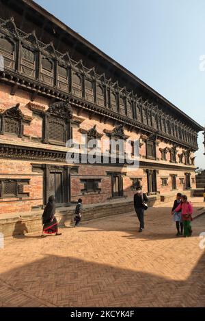 55 Window Palace à Durbar Square à Bhaktapur, Népal. Le palais a été construit pendant l'ère Malla est considéré comme l'une des meilleures structures architecturales du 14th siècle Népal. (Photo de Creative Touch Imaging Ltd./NurPhoto) Banque D'Images
