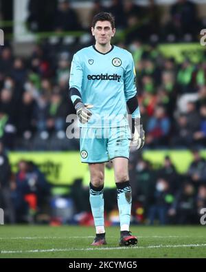 Luke McGee, gardien de but de Forest Green Rovers, photographié lors du match de la Sky Bet League 2 entre Forest Green Rovers et Stevenage à la New Lawn, Nailsworth, le samedi 1st janvier 2022. (Photo de Kieran Riley/MI News/NurPhoto) Banque D'Images