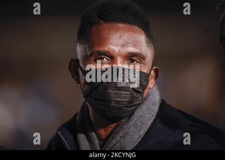 Samuel ETO'o ancien joueur du FC Barcelone pendant le match de la Liga Santander entre le RCD Mallorca et le FC Barcelone au stade son Moix sur 02 janvier 2022 à Majorque, en Espagne. (Photo par Xavier Bonilla/NurPhoto) Banque D'Images