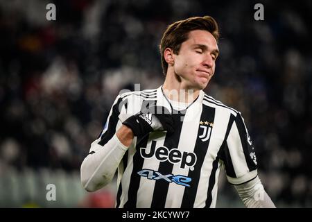 Federico Chiesa de Juventus FC déception lors du match de football série A entre Juventus FC et SSC Napoli, au stade Allianz, le 6 janvier 2022 à Turin, Italie (photo d'Alberto Gandolfo/NurPhoto) Banque D'Images