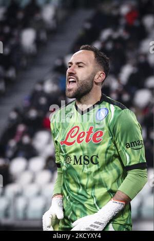 Le gardien de but de Naples David Ospina (25) gestes pendant la série Un match de football n.20 JUVENTUS - NAPOLI on 06 janvier 2022 au stade Allianz à Turin, Piémont, Italie. Résultat final: Juventus-Napoli 1-1. (Photo de Matteo Bottanelli/NurPhoto) Banque D'Images