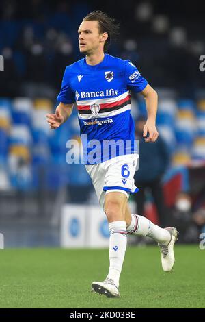 Albin Ekdal d'UC Sampdoria pendant la série Un match entre SSC Napoli et UC Sampdoria au Stadio Diego Armando Maradona Naples Italie le 9 janvier 2022. (Photo de Franco Romano/NurPhoto) Banque D'Images