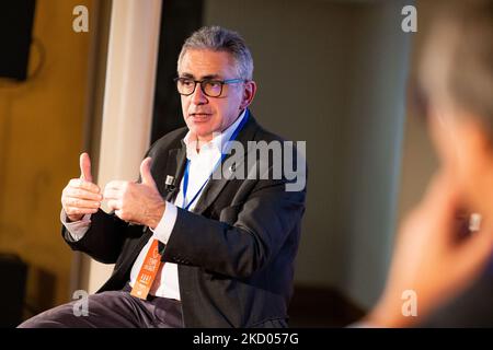 Fabrizio Pregliasco assiste au musée il Tempo Della Salute au Museo Nazionale della Scienza e della Tecnologia Leonardo da Vinci on 05 novembre 2021 à Milan, Italie. (Photo par Alessandro Bremec/NurPhoto) Banque D'Images