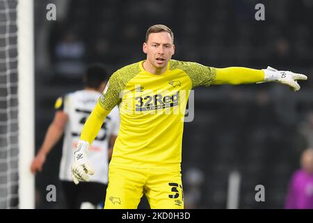 Ryan Allsop, gardien de but du comté de Derby, lors du match de championnat Sky Bet entre Derby County et Sheffield United au Pride Park, Derby, le samedi 15th janvier 2022. (Photo de Jon Hobley/MI News/NurPhoto) Banque D'Images