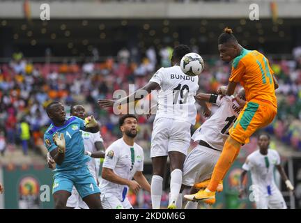 Simon Deli de Côte d'Ivoire pendant la Sierra Leone contre Côte d'Ivoire, coupe africaine des nations, au stade Ahmadou Ahidjo sur 16 janvier 2022. (Photo par Ulrik Pedersen/NurPhoto) Banque D'Images