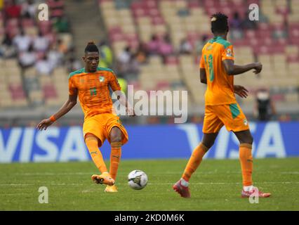 Simon Deli de Côte d'Ivoire pendant la Sierra Leone contre Côte d'Ivoire, coupe africaine des nations, au stade Ahmadou Ahidjo sur 16 janvier 2022. (Photo par Ulrik Pedersen/NurPhoto) Banque D'Images