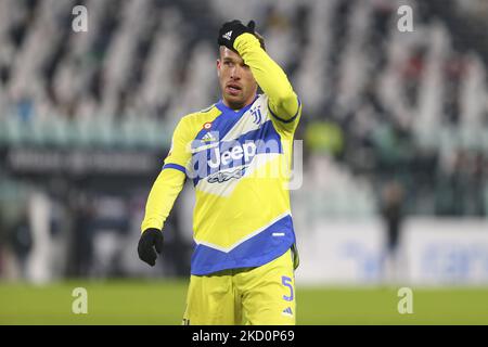 Arthur du FC Juventus lors du match de la coupe d'Italie (tour de 16) entre le FC Juventus et l'UC Sampdoria au stade Allianz de 18 janvier 2022 à Turin, en Italie. Juventus a gagné 4-1 sur Sampdoria. (Photo par Massimiliano Ferraro/NurPhoto) Banque D'Images